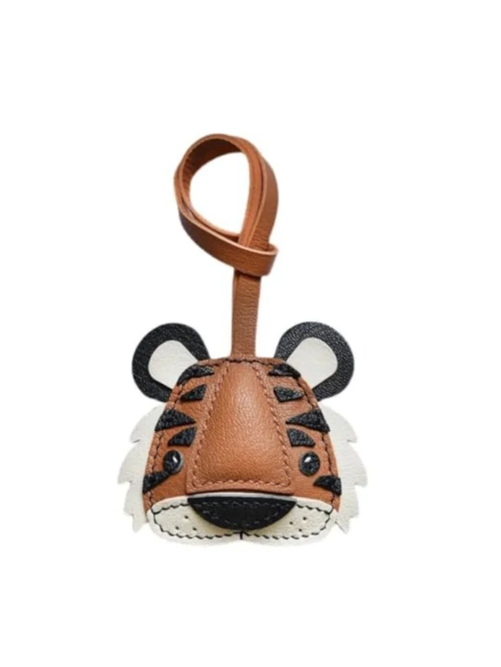 Handcrafted PU Leather Tiger Bag Charm Keychain for Handbags & Luggage
